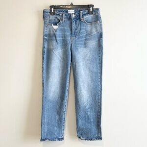 FRAYED High Rise Straight Leg Jeans